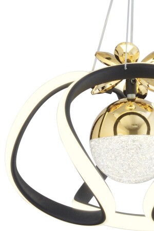 Pelin Tekli Siyah Gold 3 Renkli 40 Watt Ledli Modern Oturma Odası, Koridor, Salon Led Avize 4006-01-BL-GL - 6