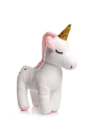 Peluş Unicorn Figürlü Yastık 33 Cm. (BEYAZ) Uyku Arkadaşı & Oyuncak - 5