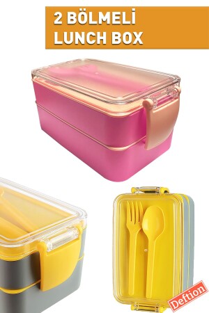 Pembe 900ml Lunch Box Beslenme Kutusu Plastik Sefer Tası Yemek Taşıma Lunchbox Okul Yurt Için - 1