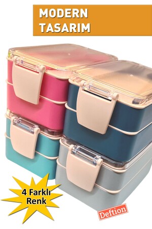 Pembe 900ml Lunch Box Beslenme Kutusu Plastik Sefer Tası Yemek Taşıma Lunchbox Okul Yurt Için - 2