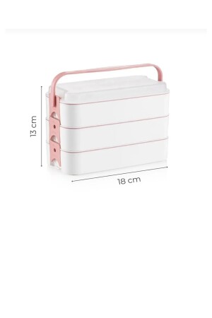 Pembe Beyaz 3 Katlı Bölmeli Öğrenci Beslenme Okul Saklama Kabı Iş Lunch Box Piknik Kabı Kahvaltılık 0209 - 5