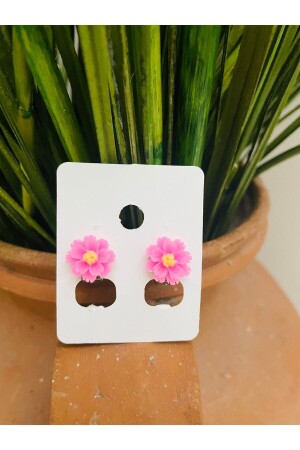 Pembe Çiçek Klipsli Kız Çocuk Küpesi- Deliksiz Kulak - 1Parçamavi