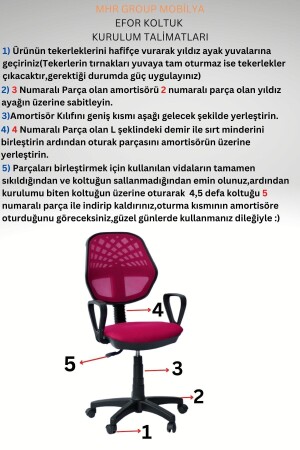 Pembe Fileli Ofis Sandalyesi,bilgisayar Sandalyesi,çalışma Sandalyesi,döner Sandalye MHRXTZX004 - 6