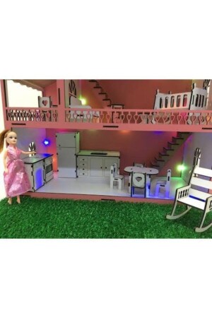 Pembe Işıklı Bahçeli Barbie Oyun Evi 078957 - 6