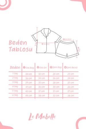 Pembe Kalp Desenli Biyeli Kız Çocuk Pijama Takımı LM1290 - 4