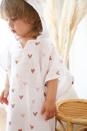 MNZ-Pink Heart عضوي مسلين بونشو 1-5 سنوات TYC00451293576 - Tarkito Organic