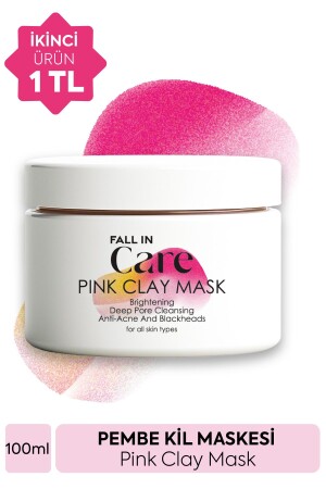 Pembe Kil Maskesi- Akne ve Siyah Nokta Karşıtı- Arındırıcı- Gözenek Sıkılaştırıcı Maske- 100ml - Fall In Care
