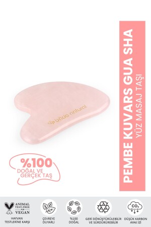 Pembe Kuvars Gua Sha %100 Doğal Ve Gerçek Yüz Masaj Taşı BN-166 - 1