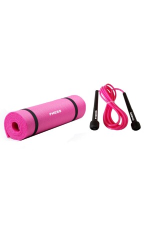 Pembe Pilates Minderi Ve Atlama Ipi - 6.5 Mm Kalınlık Pilates Matı Ve Yoga Matı PHR05 - 1