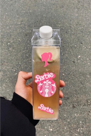 Pembe Starbucks 500ml Mika Tasarımlı Süt Şişesi Su Kahve Içecek Şişesi Matara Yushi-MATARA-Bar - 4