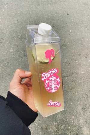 Pembe Starbucks 500ml Mika Tasarımlı Süt Şişesi Su Kahve Içecek Şişesi Matara Yushi-MATARA-Bar - 1