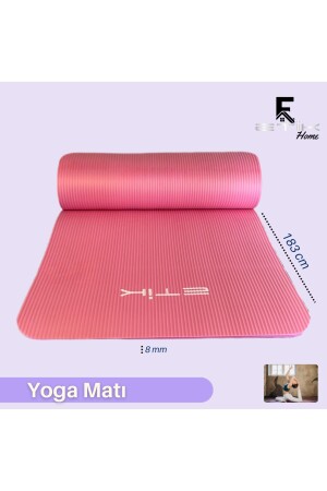 Pembe Yoga Matı 8 mm Taşıma Askılı Yoga Minderi ETK100000 183 x 61 cm var 8 MM Yoga Tek Ebat - 1