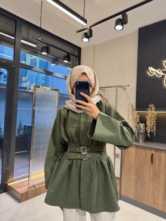 Peplum Gömlek - Haki - Nuuwears