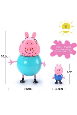 Peppa Pig Action Figure - Domuz Peppa Ailesi Aksion Figür Tam Set 14'lü PeppaPig14lü - 6