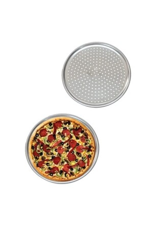 Perforiertes Pizzablech Lahmacun Pita-Tablett 32 cm HF3-4863 - 3