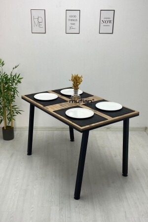 PERLA 80 x 120 cm Atlantik Çam Metal Ayaklı Yemek Masası Mutfak Masası Balkon Masası MUF-YM-PERLA-80120 - 1