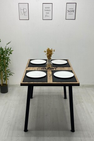 PERLA 80 x 120 cm Atlantik Çam Metal Ayaklı Yemek Masası Mutfak Masası Balkon Masası MUF-YM-PERLA-80120 - 2
