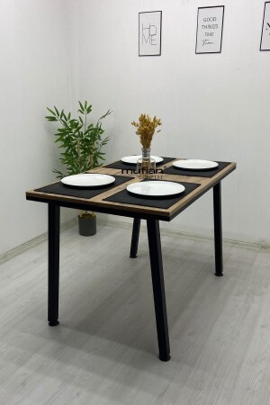 PERLA 80 x 120 cm Atlantik Çam Metal Ayaklı Yemek Masası Mutfak Masası Balkon Masası MUF-YM-PERLA-80120 - 3