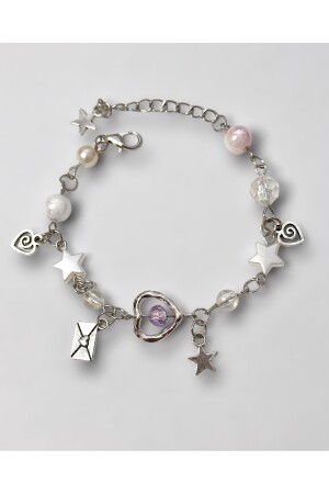 Perlen-Rosa-Lila-Perlen-Herz-Stern-handgemachtes Armband - 4