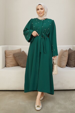 Perlendetaillierte Abaya – Smaragd - 1