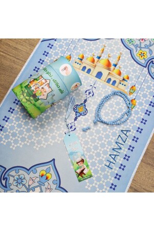 Personalisierte blaue Geschenk-Zylinderbox für Kinder, Gebetsmatte, Gebetsperlen, 40 x 90 - 2