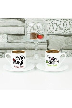 Personalisierte doppelte Kaffeetasse mit Schriftzug „Dame des Hauses“ und „Meister des Hauses“ TYC00685180570 - 4