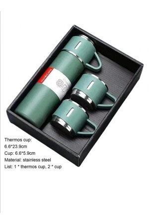 Personalisierte Edelstahl-Thermoskanne mit Namen, 3 Gläser, grüne Farbe, mit Geschenktüte LA PLUME 574401 - 6