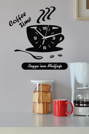 Personalisierte Holzwanduhr mit Text „Kaffeezeit“ – Küchenuhr 50 cm - 3