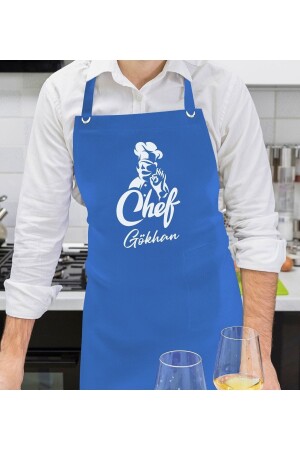 Personalisierte Namenschef-Design-Professionelle Saks-Blaue Küchenschürze, Kochschürze, Chefschürze Bitmeden131293 - 3