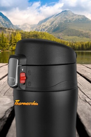 Personalisierte schwarze abschließbare Thermoskanne 450 ml, Tee-Kaffee-Camping-Thermoskanne, Vakuum-Thermoskanne, Kalt-Heiß-Thermoskanne thermoschu6 - 5