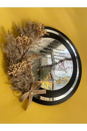 Personalisierte silber-schwarze Pampas-Türverzierung aus Plexiglas mit Namen arals32 - AralsTasarım