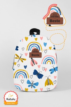 PERSONALISIERTER NAMENS-Butterfly World 0–8 Jahre – Kindergarten-Kindergarten-Kinderrucksack - 4