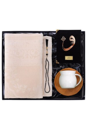 Personalisierter schwarzer Koran & Gebetsteppich & Perlengebetsperlen & Topkapı-Kaffeetasse - 1