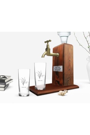 Personalisiertes, bunt bedrucktes Geschenkset mit doppeltem Raki-Glas und Raki-Ständer aus Holz – 100 Bitmeden72370 - 3