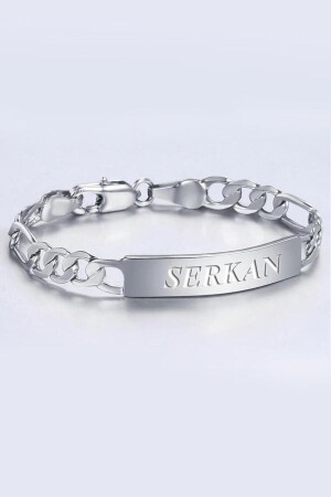 Personalisiertes Figaro-Stahl-Herrenarmband mit Namensschrift Ack06i - 2