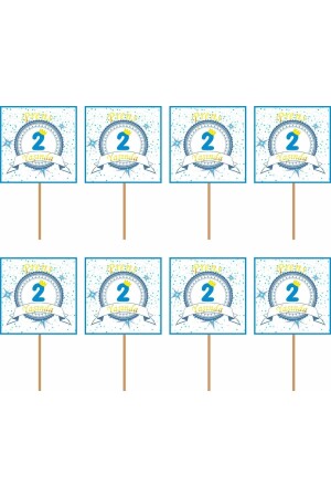 Personalisiertes Geburtstagsparty-Set mit blauem Wimpel für 2-Jährige, für 16 Personen, sft100608 - 8