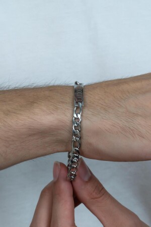 Personalisiertes Herrenarmband aus Figaro-Stahl mit Namensschrift Ack06i MDL-ACK06İ - 7