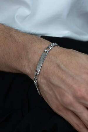 Personalisiertes Herrenarmband aus Figaro-Stahl mit Namensschrift Ack06i MDL-ACK06İ - 8