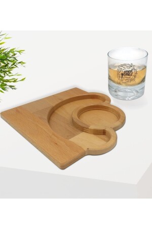 Personalisiertes Whiskyglas mit Namen und Halbmond-Präsentationsteller aus natürlichem Massivholz, Snackschale, Geschenkset – 28 Bitmeden104151 - 4