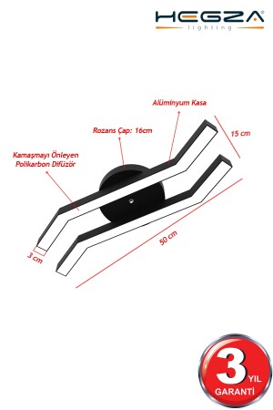 Pesca (schwarzes Gehäuse, weißes Licht) LED-moderner Plafonier-LED-Kronleuchter, Wohnzimmer, Küche, Wohnzimmer Pesca-Schwarz - 5