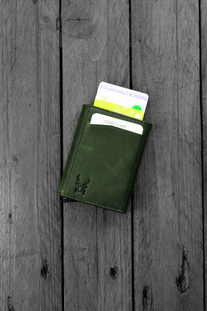 Pescol – Grüner Smartcard-Halter/Brieftasche aus echtem Leder mit RFID-Schutz und Diebstahlsicherung - 1