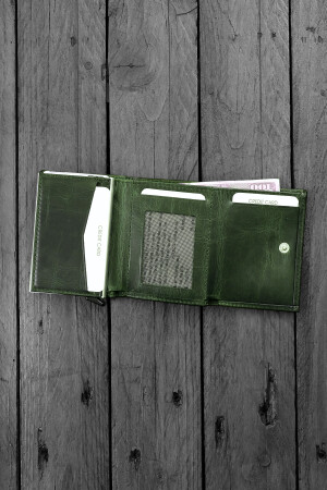 Pescol – Grüner Smartcard-Halter/Brieftasche aus echtem Leder mit RFID-Schutz und Diebstahlsicherung - 2