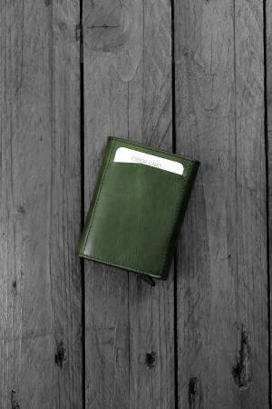 Pescol – Grüner Smartcard-Halter/Brieftasche aus echtem Leder mit RFID-Schutz und Diebstahlsicherung - 3