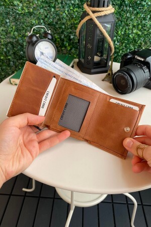 Pescol – Rfid-geschütztes hellbraunes Smartcard-Etui/Brieftasche aus echtem Leder mit Diebstahlsicherungsmechanismus - 5