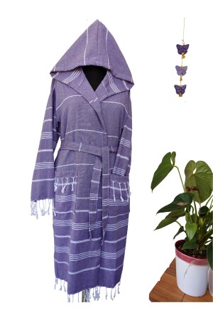 Peştemal Bornoz - Mor- Nuray Desen - %100 Pamuk - Peştanoz