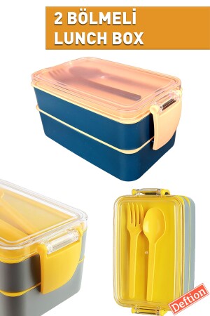 Petrol Yeşil 900ml Lunch Box Beslenme Kutusu Plastik Sefer Tası Yemek Taşıma Lunchbox Okul Yurt Için - 1