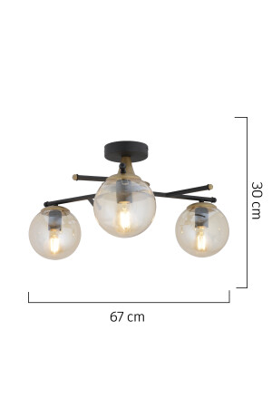 Peyda 3-teiliger schwarzer antiker Honigglas-moderner Korridor-Schlafzimmer-Wohnzimmer-Kronleuchter 3919-03-BL-FR - 6