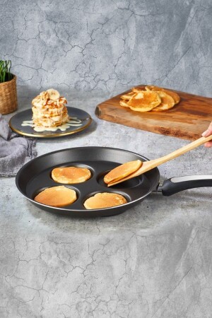 Pfannkuchenpfanne, 4 Fächer, Pfanne, Kuchen, Fleischbällchen, Eier und Gebäck, Bratpfanne, 28 cm – Kinox Mutfak Papilla Pancake 4 Stück, 28 cm - 1