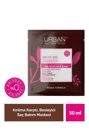 Pflegende Haarpflegemaske vor dem Duschen mit Arganöl und Keratin für leicht gebrochenes Haar, vegan, 50 ml - 1