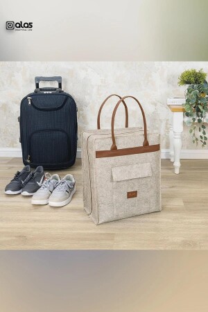 حقيبة سفر أحذية من الجلد - بيج - Pharma Acqua